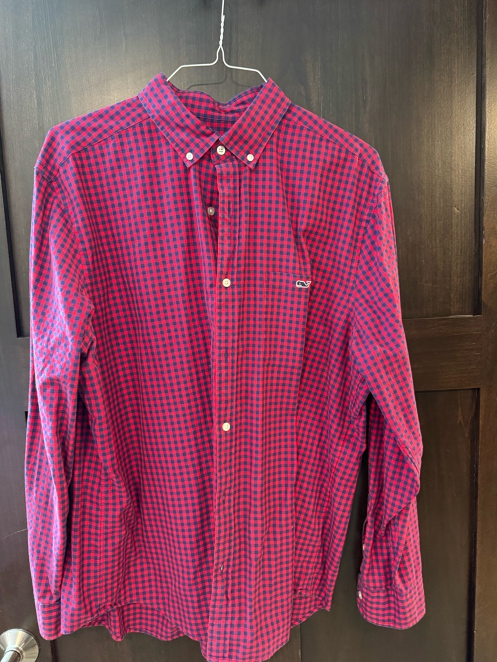 Vineyard Vines Red and Blue Check Button-Down Shirt